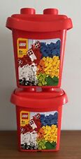 Pair Retro Lego Storage Tubs Containers Buckets Red 5539 Empty