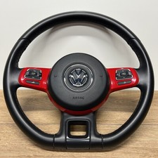 VW BEETLE LEATHER FLAT BOTTOM STEERING WHEEL COMPLETE 5C0419091AG 2012-16