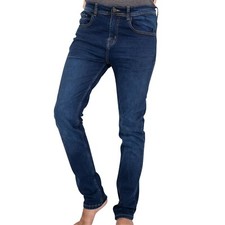 Mens Dark Blue Denim Jeans Comfort Stretch Slim Fit Trousers Pants Gents