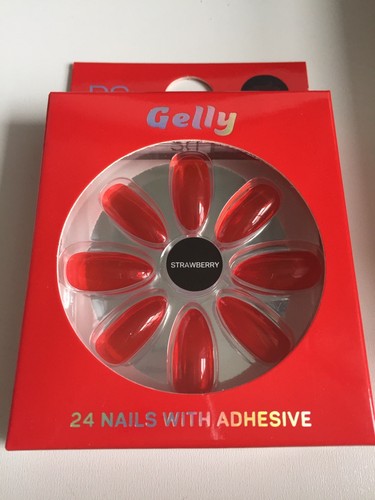 Strawberry gelly false nails - strawberry,