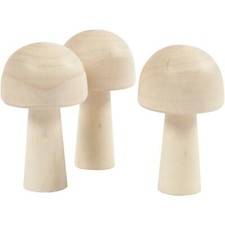 3x Poplar Wooden Mushrooms