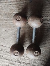 Old rare Vintage Antique Cast Iron Dumbbells Round Head check picture
