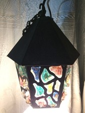 Vintage Rock Glass Porch Lantern - Mid Century Lamp 1950/60s. Peter Marsh?