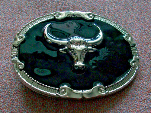 Long horned cow silver and - long,