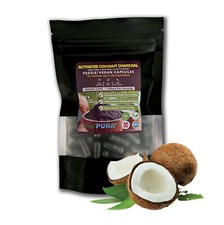 60 x Charcoal Capsules 1500mg CLEAN Coconut Activated, Relief Bloating & Wind