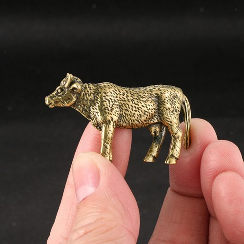Brass cow figurine tiger - figurine,