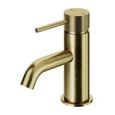 Bathroom Mixer Tap Basin Mono Satin Gold Effect Brass Round Clicker Waste