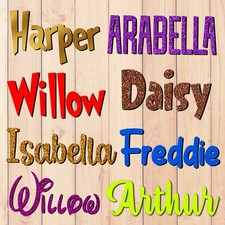 1" Personalised Iron On Names HTV Vinyl Decals Transfer Fabric Clothes Bag Shirt