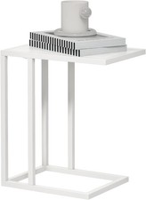 White Wood C Shape Sofa Side