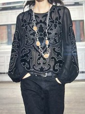 Zara Black Velvet Embroidered