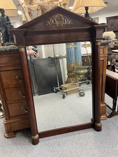 Large French 19th Century Ormolu & Solid Mahogany Empire Mirror H:130/W:85.5 cm
