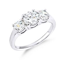 Sterling Silver 2.00ct Simulated Diamond 3 Stone Engagement Ring size J to V