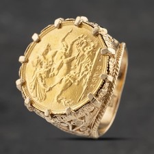 Second Hand Yellow Gold 1903 Full Sovereign Coin Ring 41201205