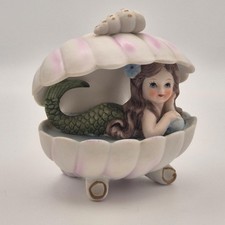 Mermaid Figurine in Shell - KC mark - Eyelash mark - 1950 japaneese import