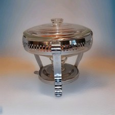 Vintage Sheffield Design Gourmet Chafing Dish Anchor Hocking 1.5 QT Casserole