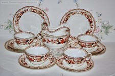 Victorian Empire Antique c1880 Samuel Radford China Tea Set 4 poeople