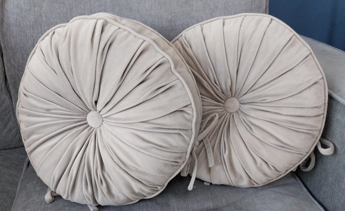 Pair grey round plush - of,