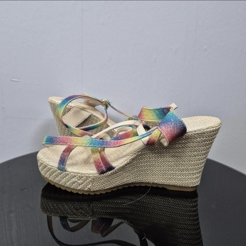 Rainbow glitter wedge - rainbow, sandals
