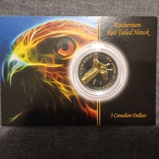 2015 1oz Silver Canadian Red Tail Hawk.  Ruthenium & Gold Guilded.  On COA Card.