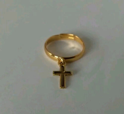 Gold coloured adjustable ring - adjustable,