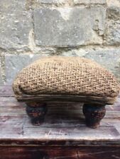 Antique Victorian/Edwardian Foot Stool With Original Woven Cover