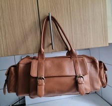 TOMMY & KATE DESIGNER WOMENS TAN BROWN LEATHER LARGE SHOULDER SATCHEL HANDBAG