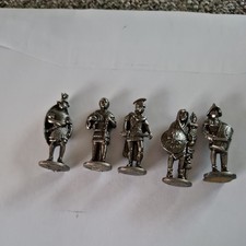 5 X 1990 Vintage Pewter Miniature Figures Historic Kinder Soldier Knights