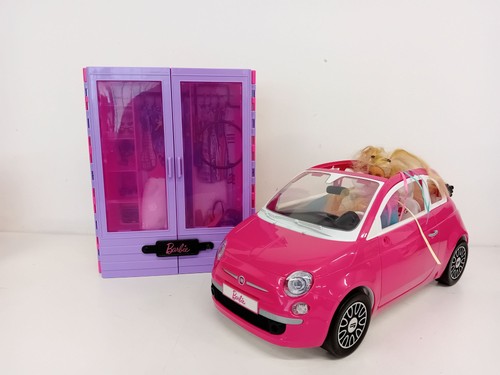Barbie pink convertible car - barbie,