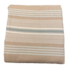 Sonoma Shower Curtain Beige w Teal Stripe 67" Long (Short) Cotton Fabric