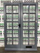 1930s FRENCH FRONT DOORS DOUBLE WOODEN WOOD RECLAIMED LEADED GLASS GEORGIAN BARS