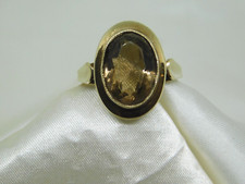 9ct Gold Oval Smokey Quartz