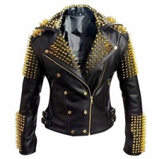 Men's Black Leather Studded