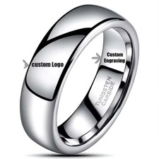 Tungsten Silver Wedding Band Ring Men Women 2mm 4mm 6mm 8mm Comfort Fit Polished