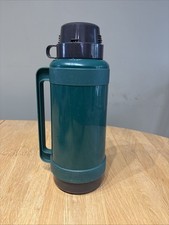 Green vintage thermos flask - vintage,