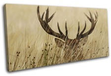 Stag in Grass Cream Sepia Deer