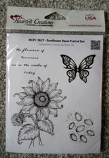 Heartfelt Creations Rubber Stamps - Sunflower Stem - Butterfly