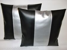 2 Black & Silver Stripe Faux
