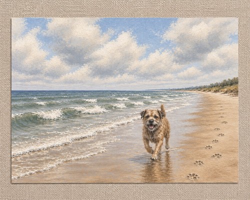 Border terrier beach coastal - border,