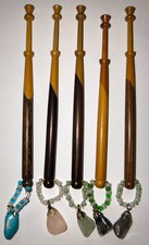 Lot of 5 Antique Dual Tone Wooden Lace Bobbins