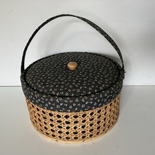 Vintage Rattan Sewing Basket