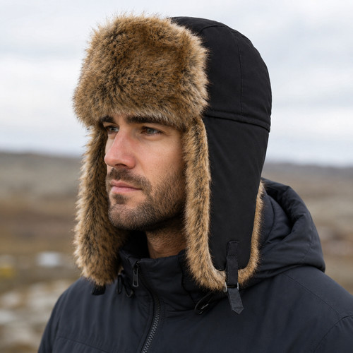 Winter trapper hat black - winter, or