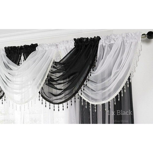 Plain beaded voile swags net - voile,