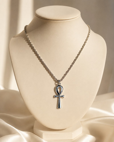 Ankh silver necklace 18k - ankh, gold