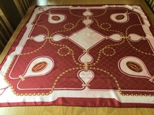 MUST DE CARTIER PARIS VINTAGE HAND ROLLED SILK SCARF.  33 x 32 INCHES.   [