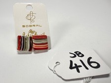 Jackie Brazil "Liquorice" Orange Mix Small Square Resin Earrings ( E0074 )