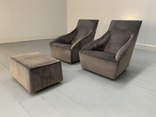 Molteni & C “Doda” Armchairs & Ottoman - In Dark Grey Alcantara
