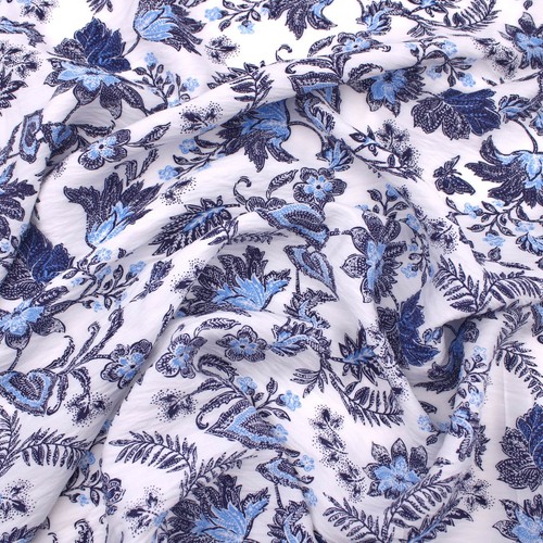 Kim blue white - white, crepe