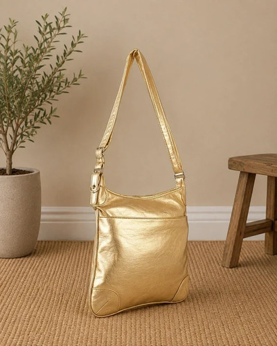 Gold handbag front - handbag,