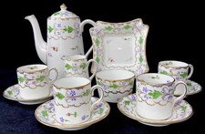 New Chelsea For Hampton & Sons “ Nell Gwynne” Hand Painted Bone China Coffee Set