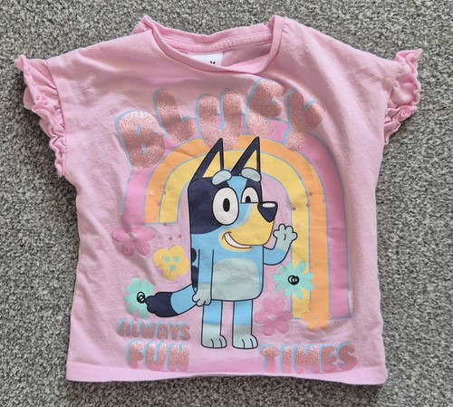 Pink bluey rainbow glitter - rainbow, t